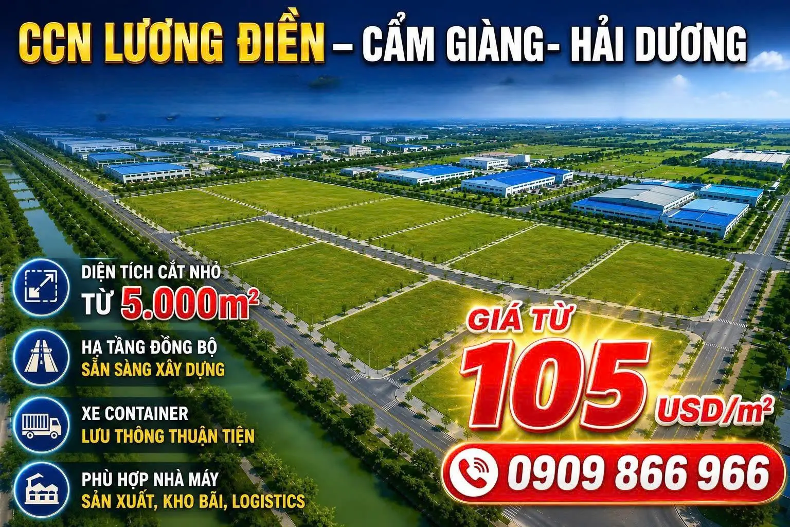CCN Lương Điền – Cẩm Giàng – Hải Dương – giá từ 105 USD/m²